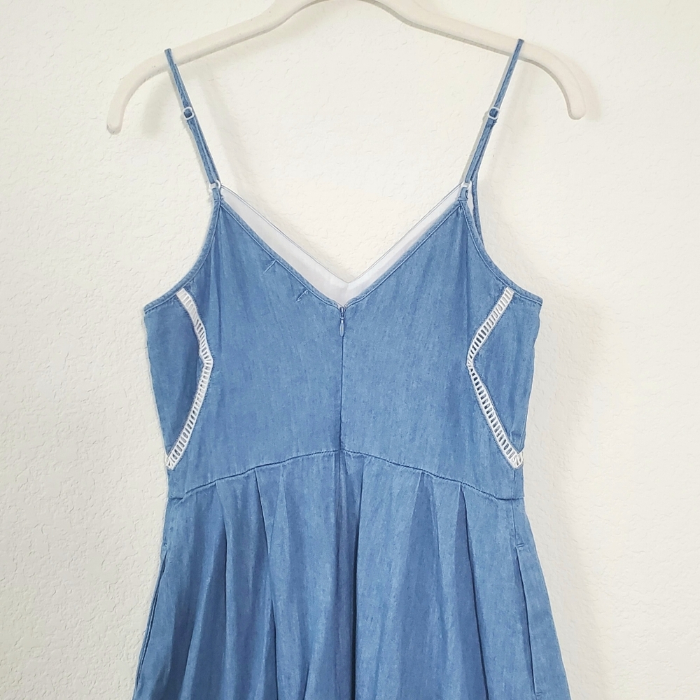 Maison Jules Denim Chambray Western Country Twee Fit and Flare Dress S Pockets - Picture 10 of 14
